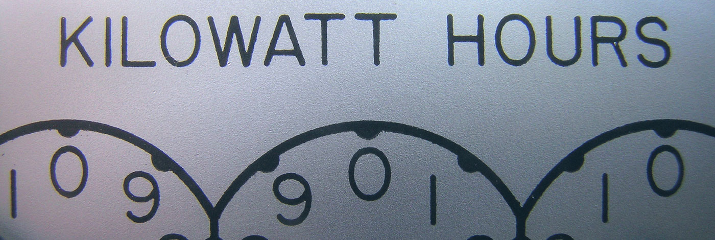 Photo of an electric meter reading "Kilowatt Hours"
